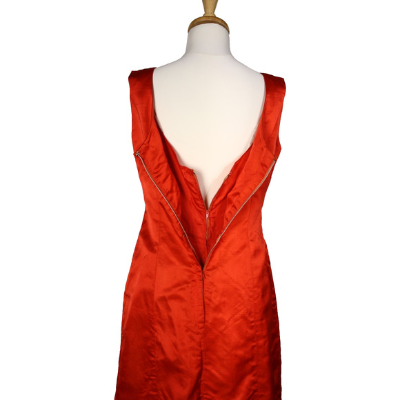 Vintage 1960s Pab Designer Red Satin Cocktail Dress w 2 Layers B36 W27 - Hey Viv - Picture 4 of 9